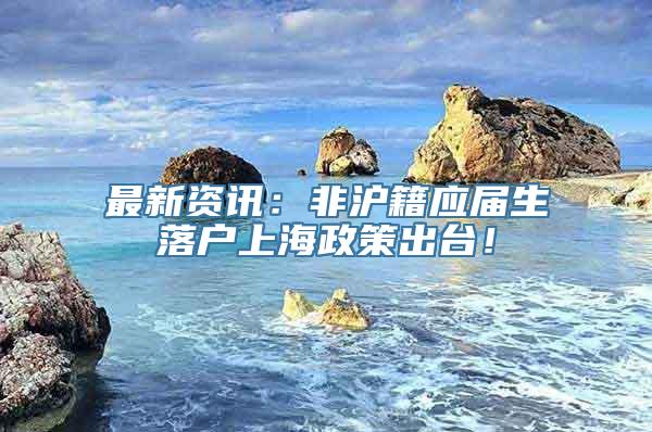 最新资讯：非沪籍应届生落户上海政策出台！