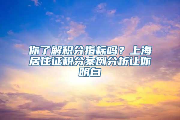 你了解积分指标吗？上海居住证积分案例分析让你明白