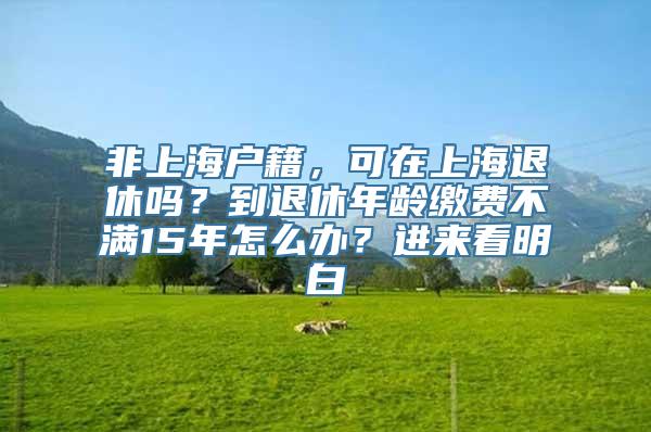 非上海户籍，可在上海退休吗？到退休年龄缴费不满15年怎么办？进来看明白