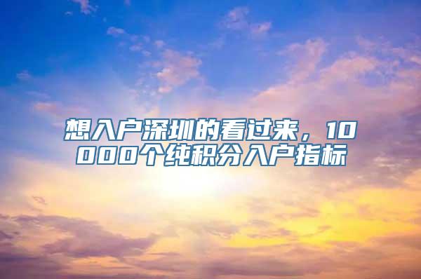 想入户深圳的看过来，10000个纯积分入户指标