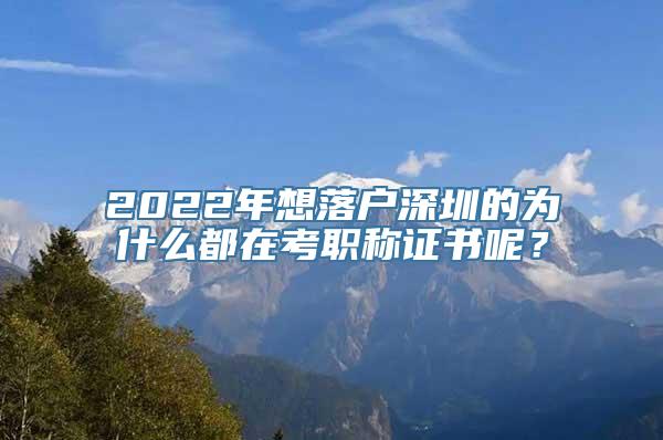 2022年想落户深圳的为什么都在考职称证书呢？