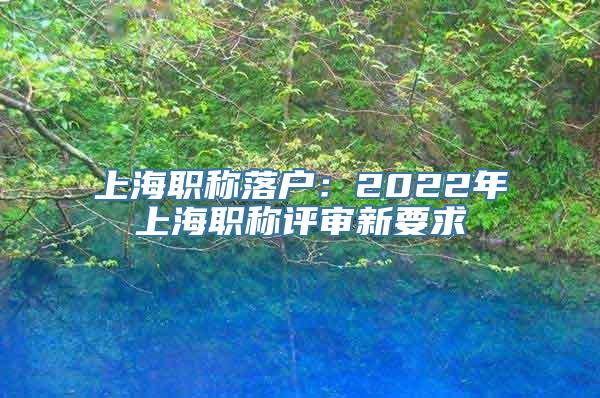 上海职称落户：2022年上海职称评审新要求