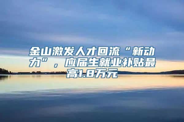 金山激发人才回流“新动力”，应届生就业补贴最高1.8万元