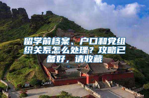 留学前档案、户口和党组织关系怎么处理？攻略已备好，请收藏