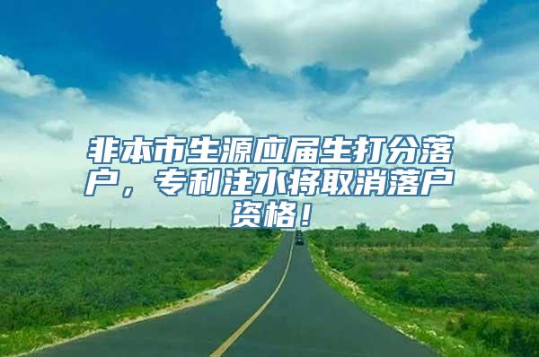 非本市生源应届生打分落户，专利注水将取消落户资格！