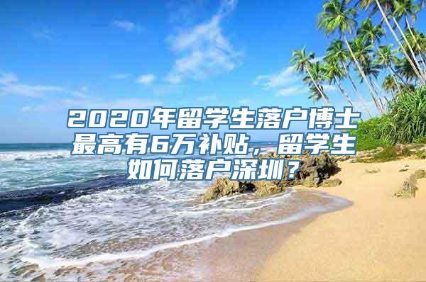 2020年留学生落户博士最高有6万补贴，留学生如何落户深圳？