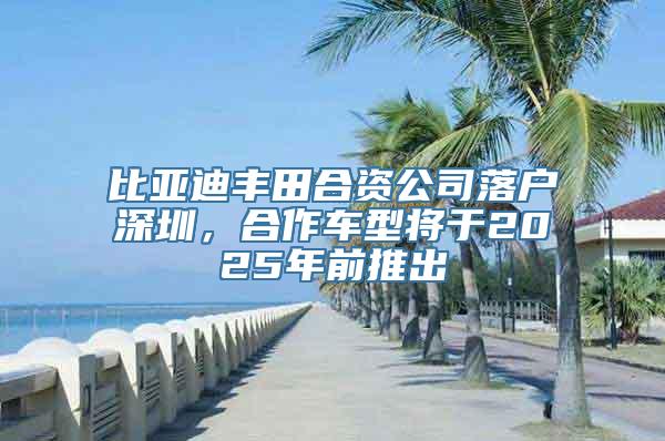 比亚迪丰田合资公司落户深圳，合作车型将于2025年前推出