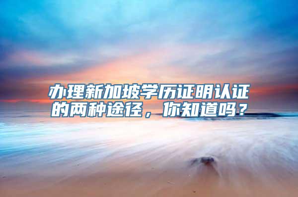 办理新加坡学历证明认证的两种途径，你知道吗？