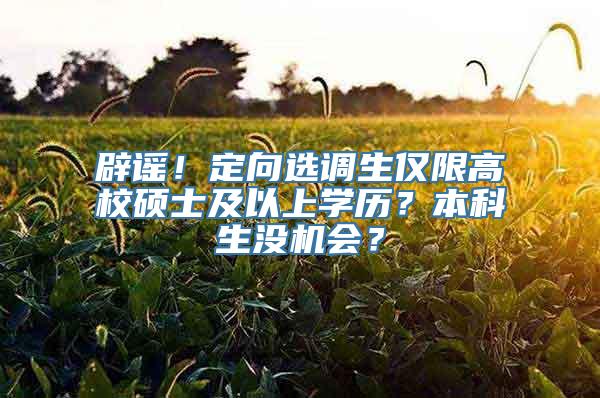 辟谣！定向选调生仅限高校硕士及以上学历？本科生没机会？