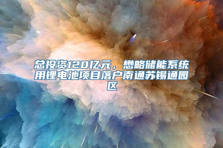 总投资120亿元，懋略储能系统用锂电池项目落户南通苏锡通园区