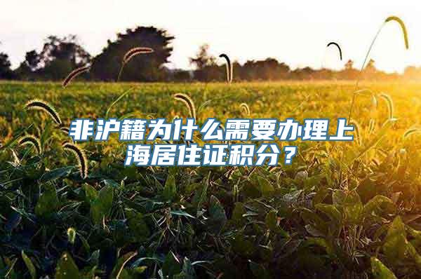 非沪籍为什么需要办理上海居住证积分？