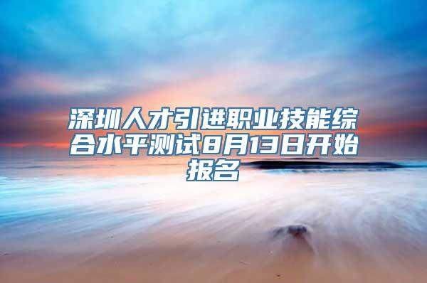 深圳人才引进职业技能综合水平测试8月13日开始报名