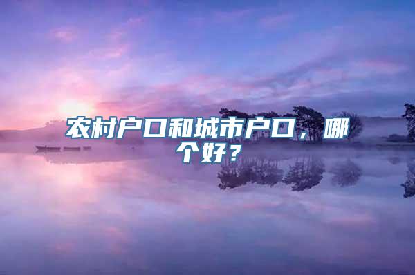 农村户口和城市户口，哪个好？