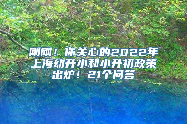 刚刚！你关心的2022年上海幼升小和小升初政策出炉！21个问答