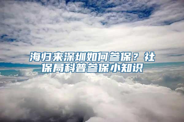 海归来深圳如何参保？社保局科普参保小知识