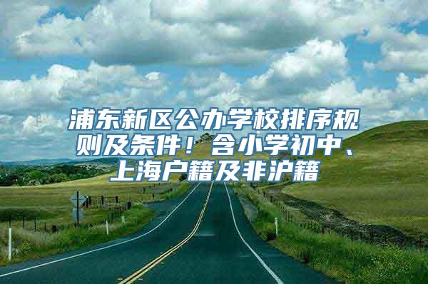 浦东新区公办学校排序规则及条件！含小学初中、上海户籍及非沪籍