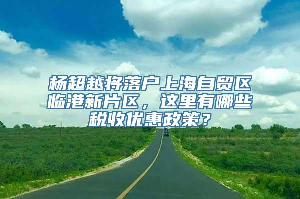 杨超越将落户上海自贸区临港新片区，这里有哪些税收优惠政策？