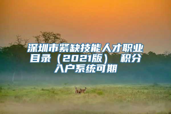 深圳市紧缺技能人才职业目录（2021版） 积分入户系统可期