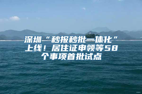 深圳“秒报秒批一体化”上线！居住证申领等58个事项首批试点