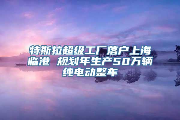 特斯拉超级工厂落户上海临港 规划年生产50万辆纯电动整车