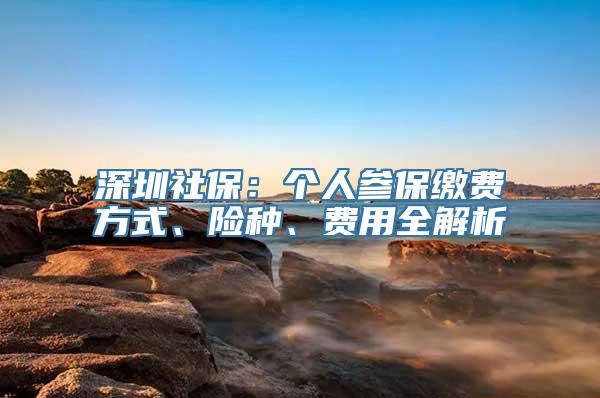 深圳社保：个人参保缴费方式、险种、费用全解析