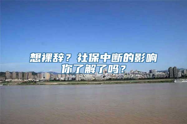 想裸辞？社保中断的影响你了解了吗？