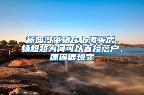 杨迪没资格在上海买房，杨超越为何可以直接落户，原因很现实