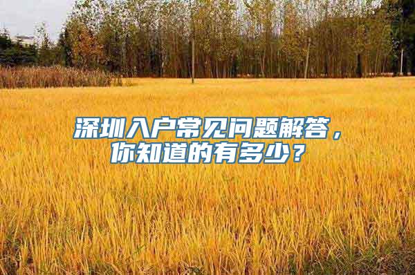 深圳入户常见问题解答，你知道的有多少？