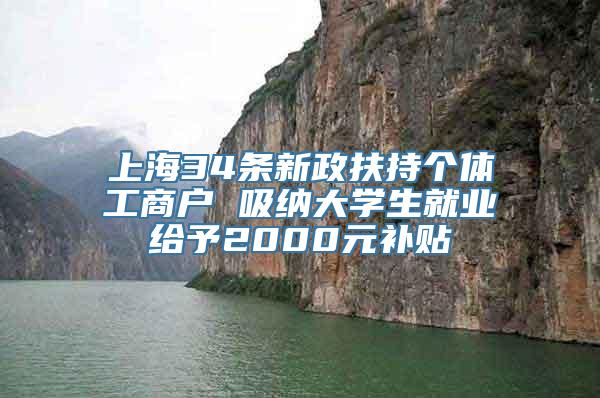 上海34条新政扶持个体工商户 吸纳大学生就业给予2000元补贴