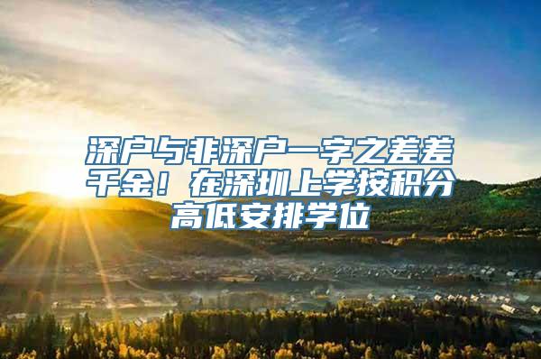 深户与非深户一字之差差千金！在深圳上学按积分高低安排学位