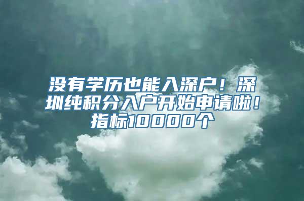 没有学历也能入深户！深圳纯积分入户开始申请啦！指标10000个