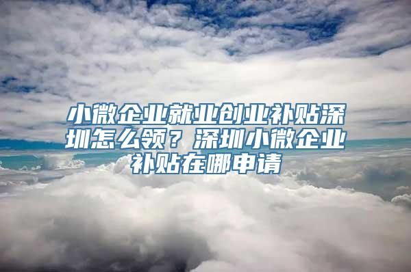 小微企业就业创业补贴深圳怎么领？深圳小微企业补贴在哪申请