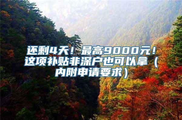 还剩4天！最高9000元！这项补贴非深户也可以拿（内附申请要求）