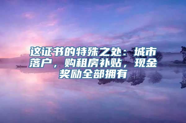 这证书的特殊之处：城市落户，购租房补贴，现金奖励全部拥有