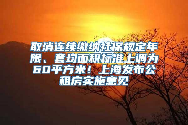 取消连续缴纳社保规定年限、套均面积标准上调为60平方米！上海发布公租房实施意见