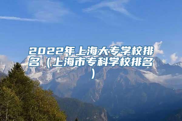 2022年上海大专学校排名（上海市专科学校排名）