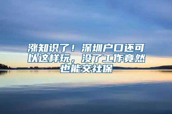 涨知识了！深圳户口还可以这样玩，没了工作竟然也能交社保