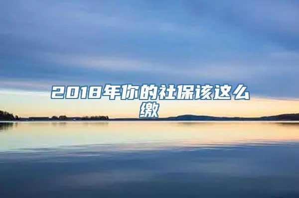 2018年你的社保该这么缴