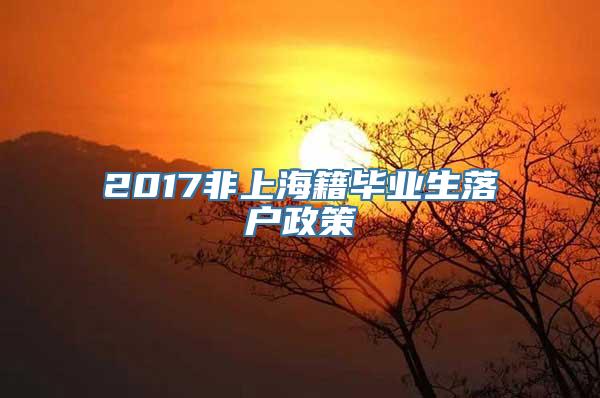 2017非上海籍毕业生落户政策