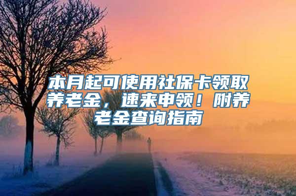 本月起可使用社保卡领取养老金，速来申领！附养老金查询指南→