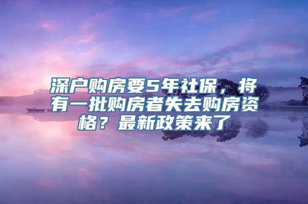 深户购房要5年社保，将有一批购房者失去购房资格？最新政策来了