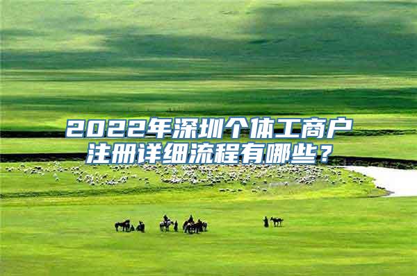 2022年深圳个体工商户注册详细流程有哪些？