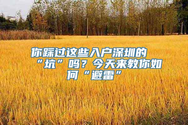 你踩过这些入户深圳的“坑”吗？今天来教你如何“避雷”