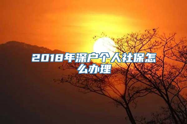 2018年深户个人社保怎么办理