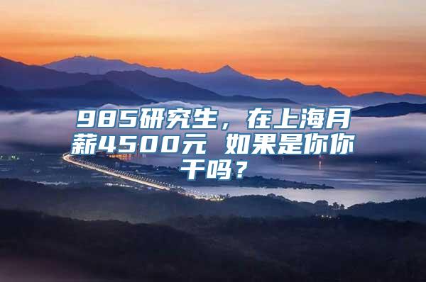 985研究生，在上海月薪4500元 如果是你你干吗？