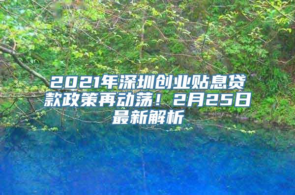 2021年深圳创业贴息贷款政策再动荡！2月25日最新解析