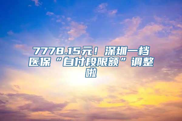 7778.15元！深圳一档医保“自付段限额”调整啦
