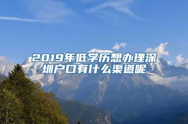 2019年低学历想办理深圳户口有什么渠道呢