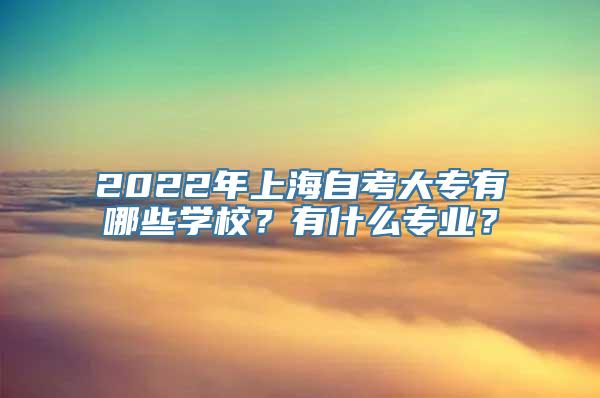 2022年上海自考大专有哪些学校？有什么专业？