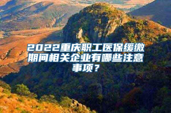 2022重庆职工医保缓缴期间相关企业有哪些注意事项？